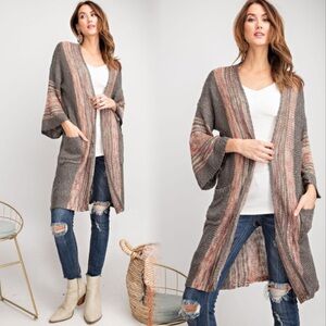 Women's Multicolor Open-Front Sweater